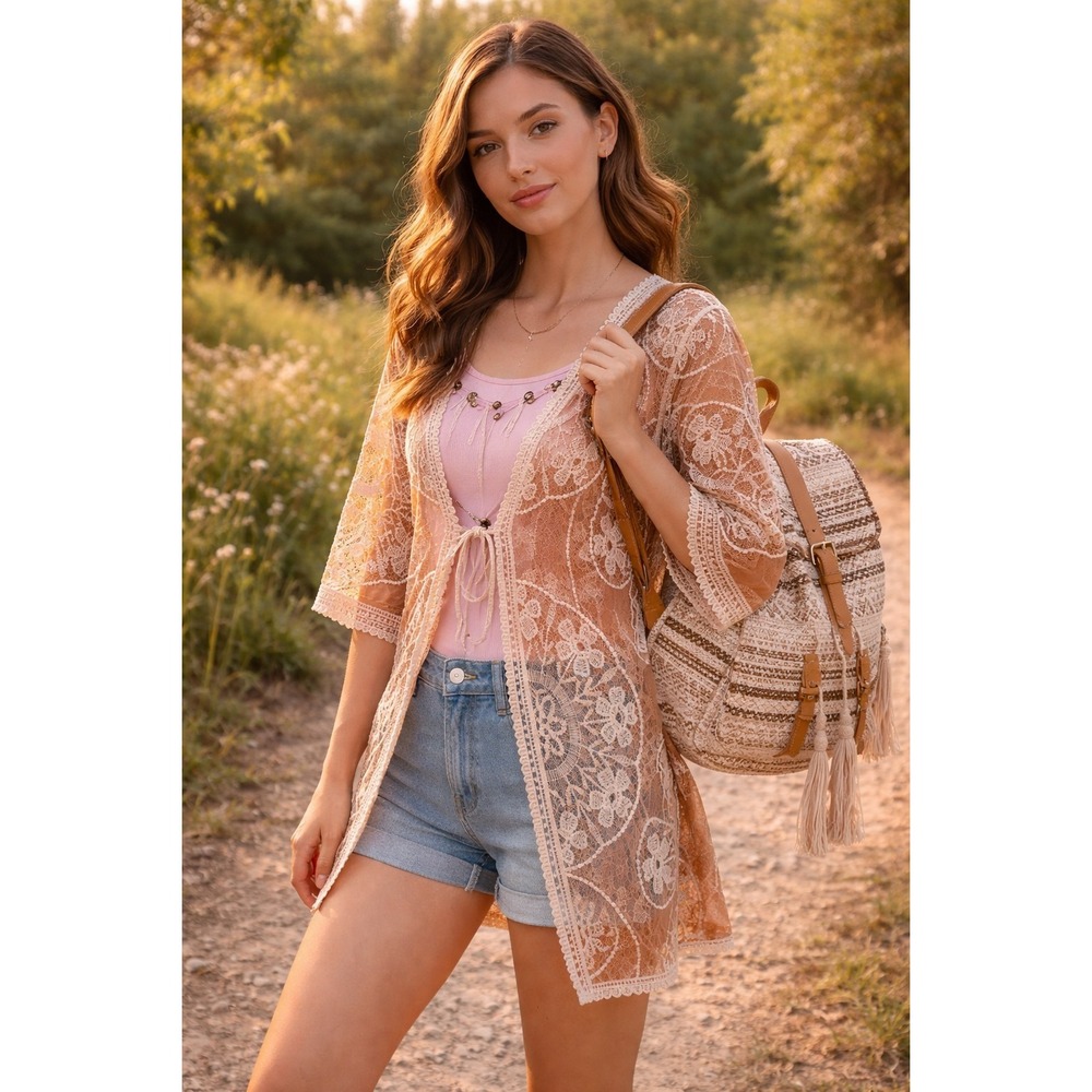 Ana & Rose Sheer Kimono Cover Up Womens Size Small Boho Fairy Bohemian Festival